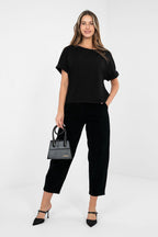 Nero / S/M Maglia oversize in cotone elasticizzato - 224742