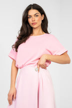 Rosa / S/M Maglia oversize in cotone elasticizzato - 224742