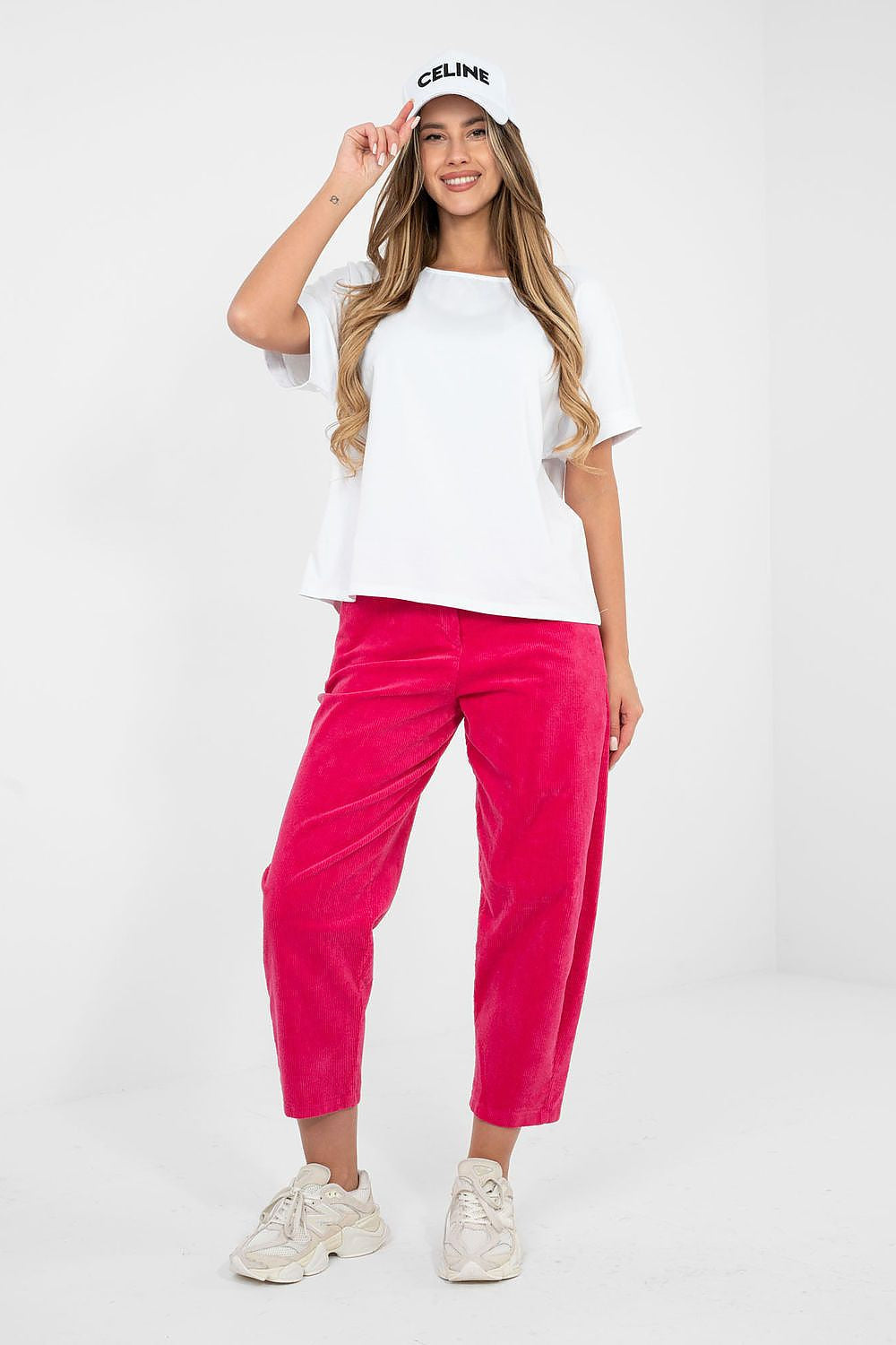 Bianco / S/M Maglia oversize in cotone elasticizzato