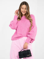 magenta / ONE SIZE Maglia oversize con maniche a sbuffo