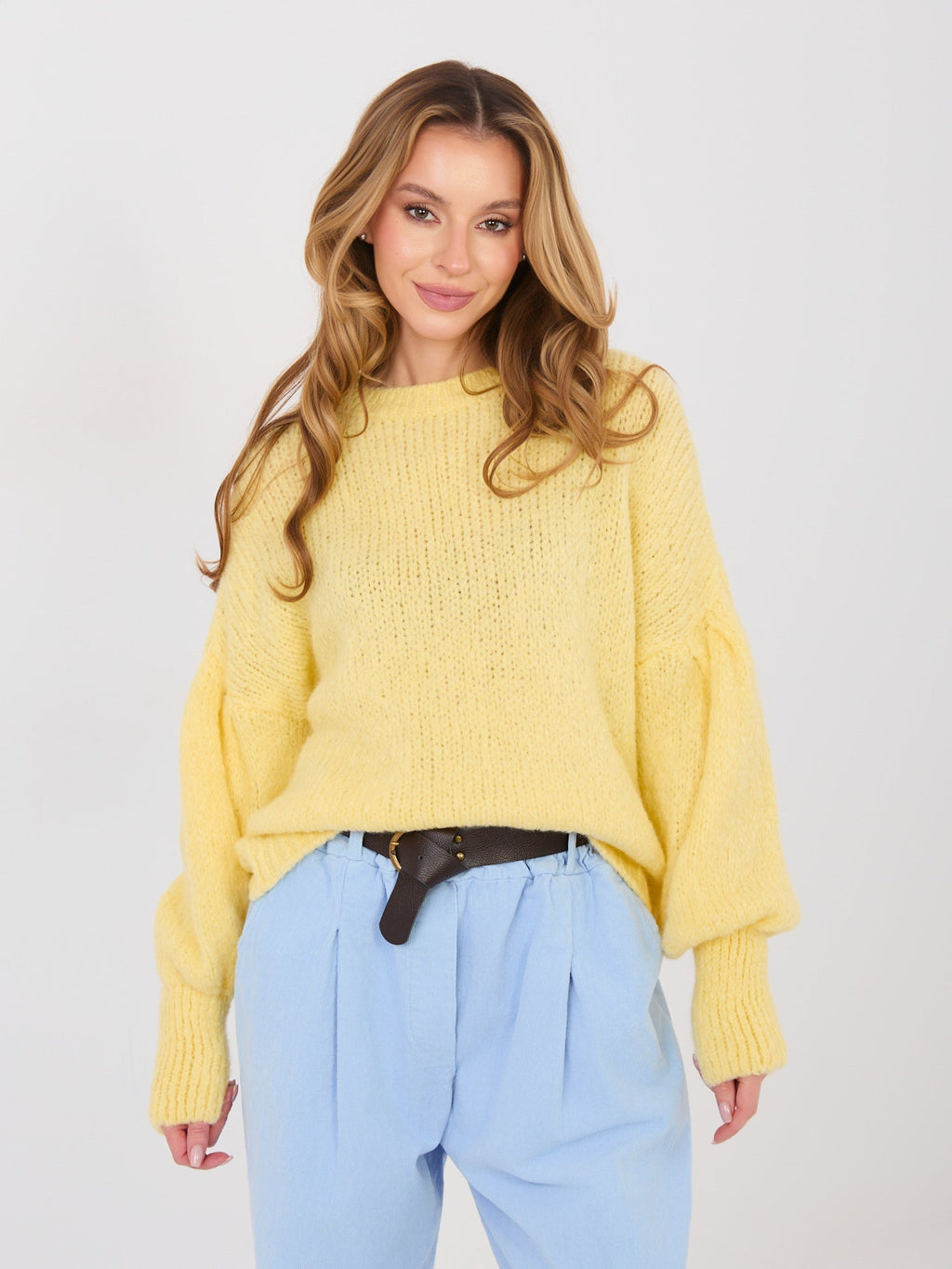 Giallo / ONE SIZE Maglia oversize con maniche a sbuffo