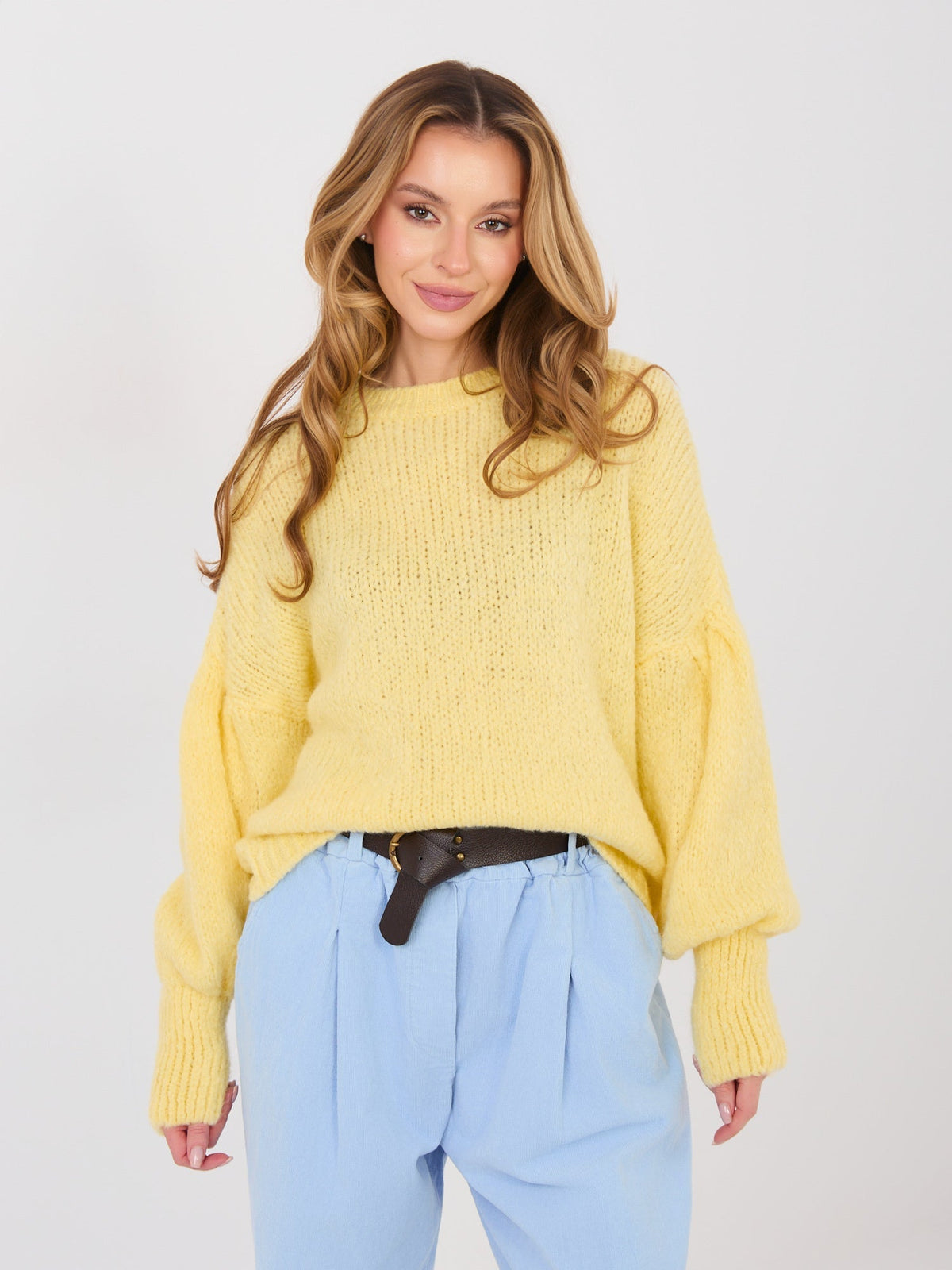 Giallo / ONE SIZE Maglia oversize con maniche a sbuffo