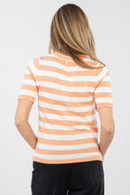 Maglia a righe in viscosa con cuore ricamato - 224317