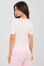 Maglia a righe in viscosa con cuore ricamato - 224317