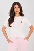Rosa / Universale Maglia a righe in viscosa con cuore