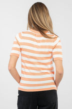 Maglia a righe in viscosa con cuore ricamato - 224317