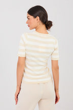 Maglia a righe in viscosa con cuore ricamato - 224317