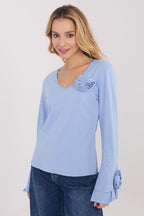 Azzurro / Universale Maglietta elegante in puro cotone