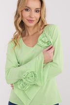 Verde / Universale Maglietta elegante in puro cotone