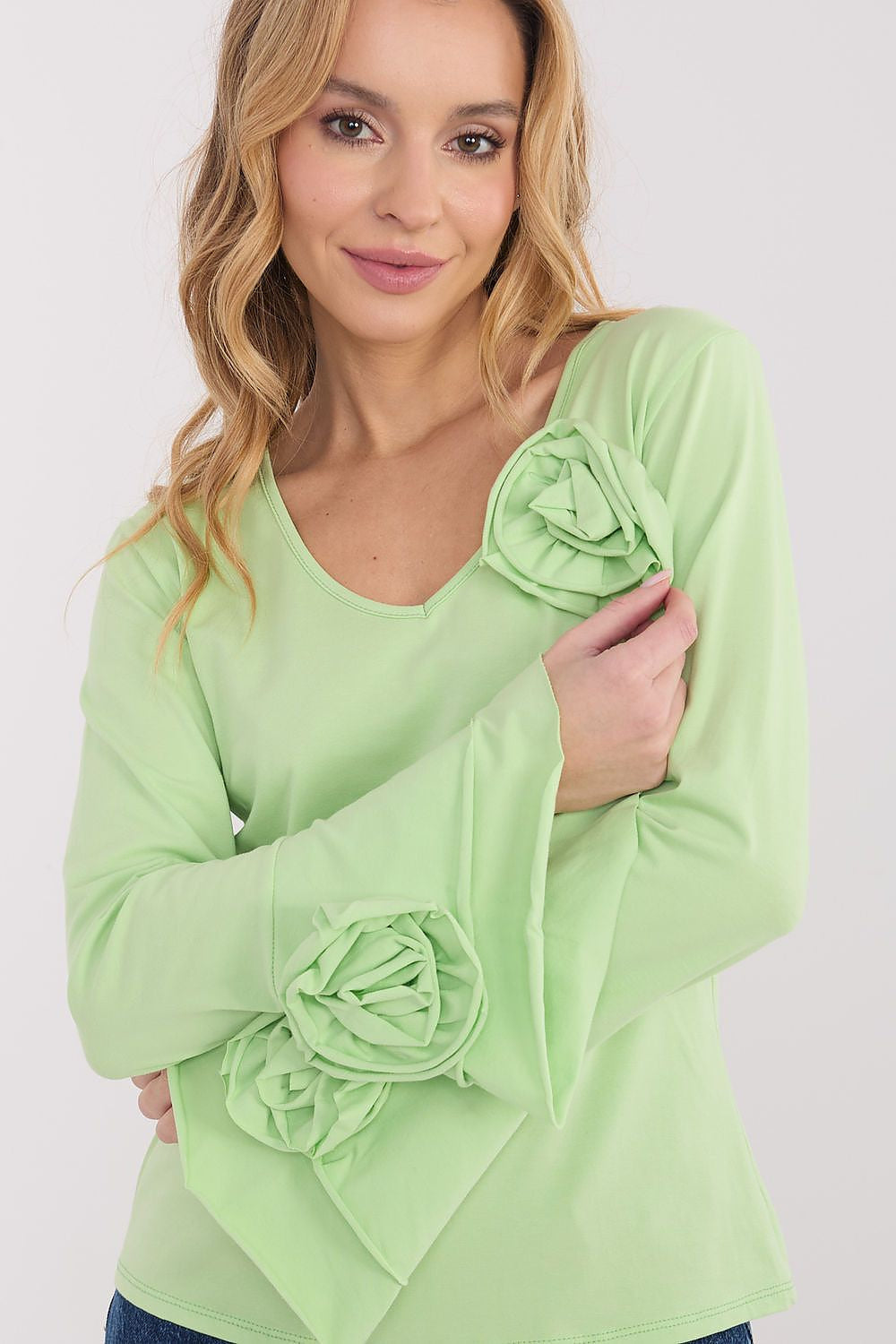 Verde / Universale Maglietta elegante in puro cotone