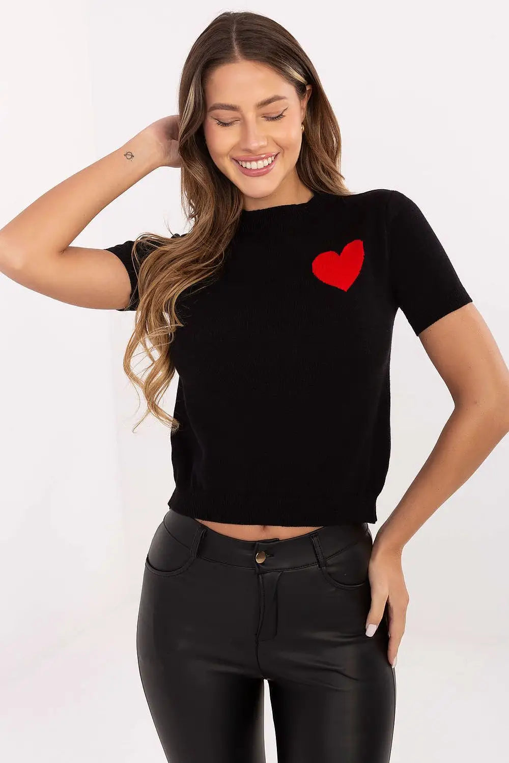 Maglione a manica corta con cuore - 219972