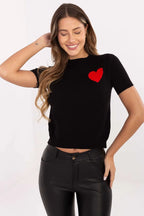 Maglione a manica corta con cuore - 219972