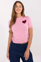 Maglione a manica corta con cuore - 219972