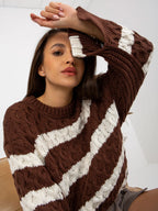 Maglione a righe orizzontali con trama lavorata - 101801