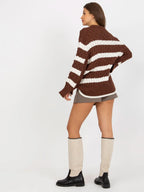 Maglione a righe orizzontali con trama lavorata - 101801