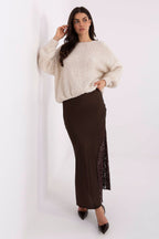 Maglione boucle elegante da donna con cuciture decorative