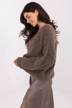 Maglione boucle elegante da donna con cuciture decorative