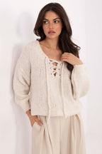 Beige 2 / Universale Maglione calda da donna in misto lana