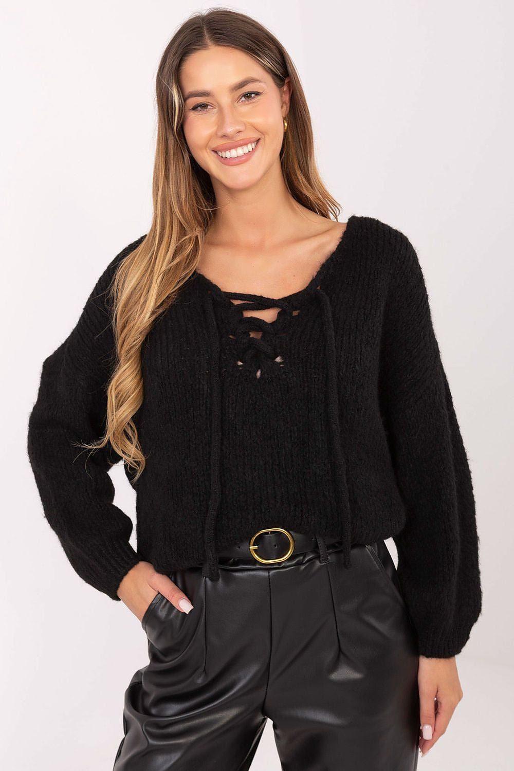 Nero / Universale Maglione calda da donna in misto lana