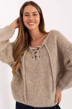 Beige / Universale Maglione calda da donna in misto lana