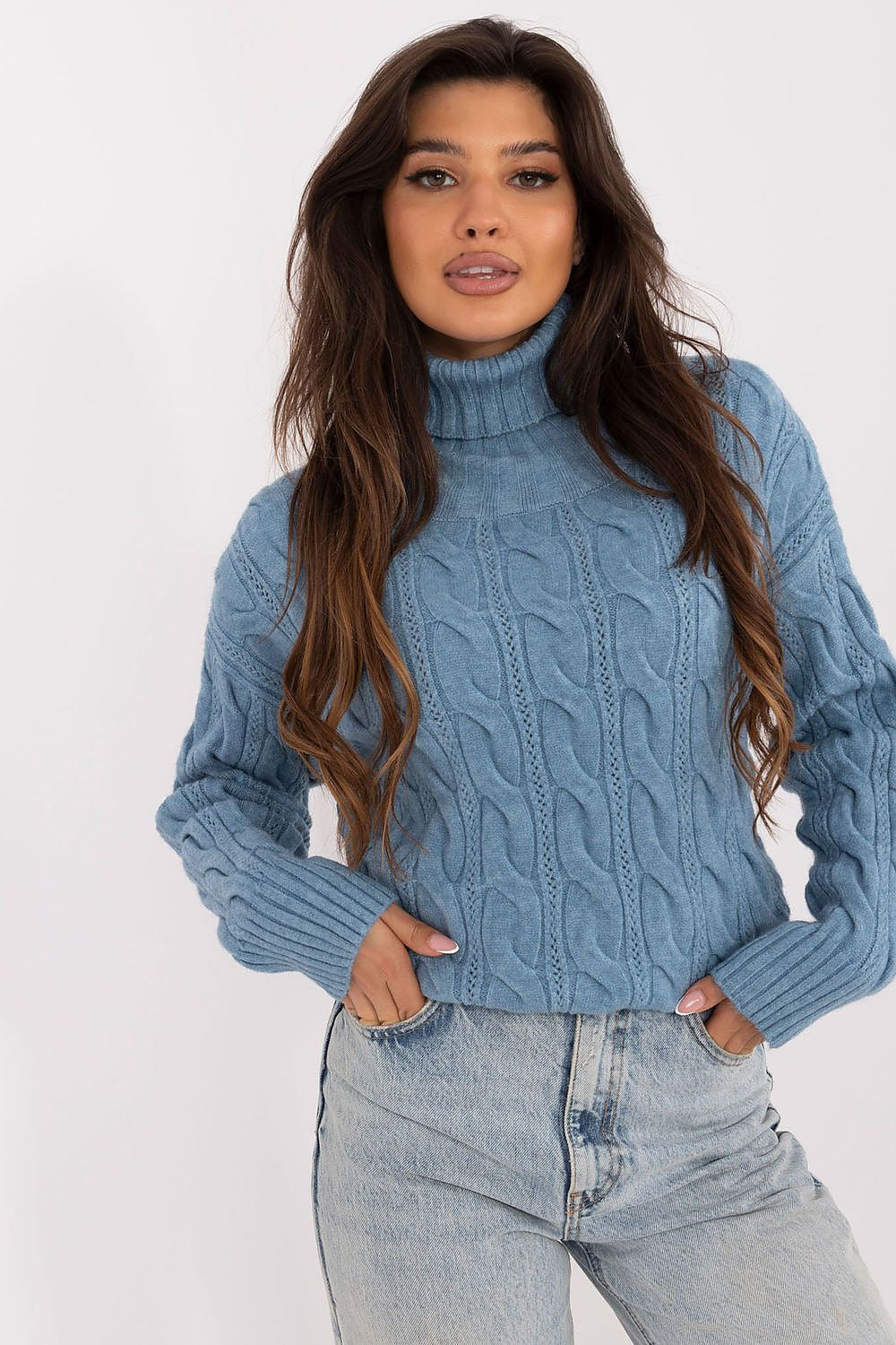 azzurro 2 / Universale Maglione con collo alto da donna