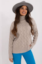 Grigio / Universale Maglione con collo alto da donna - ANNA