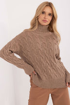 Beige 2 / Universale Maglione con collo alto da donna