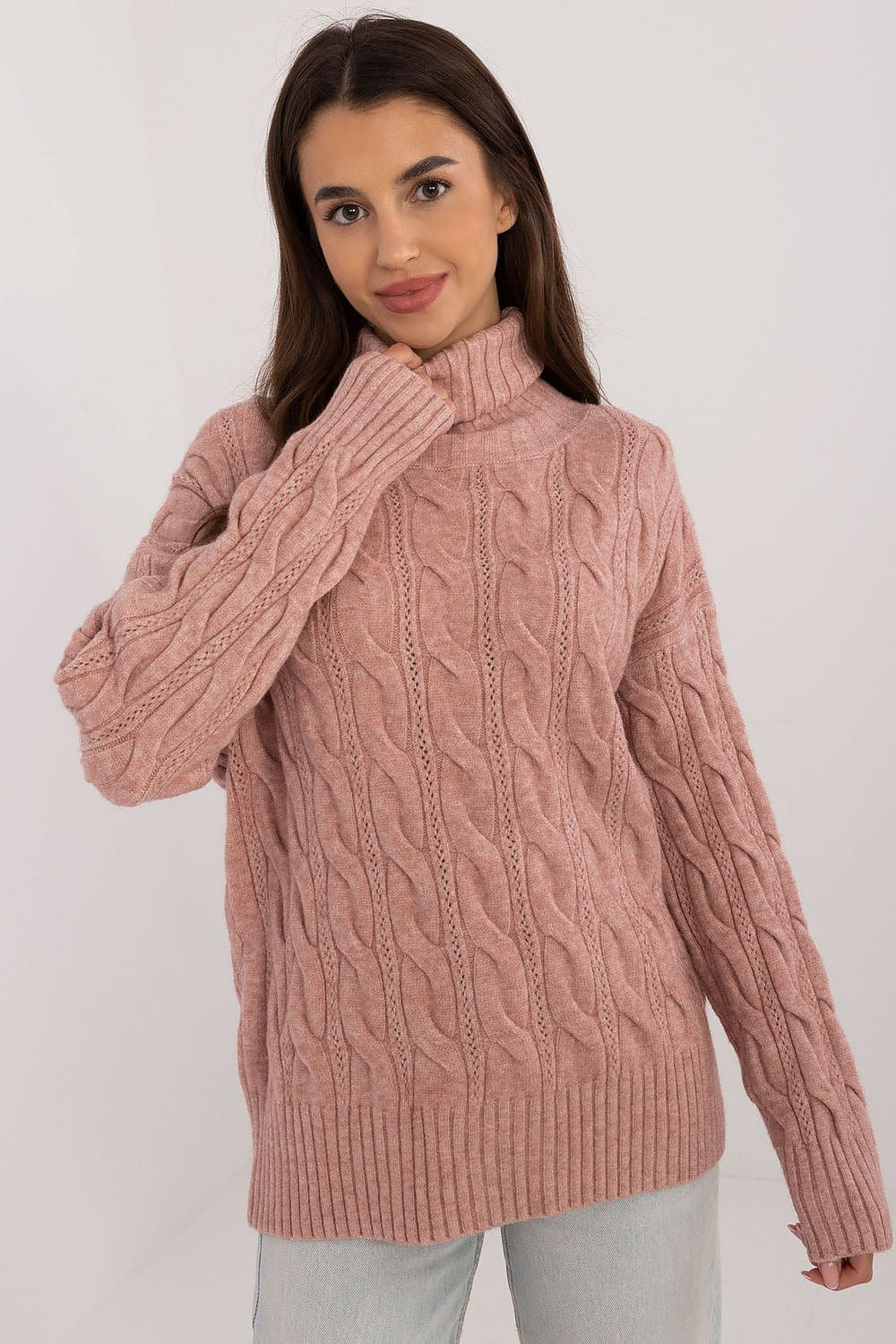 rosa 2 / Universale Maglione con collo alto da donna - ANNA