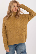 Verde / Universale Maglione con collo alto da donna - ANNA