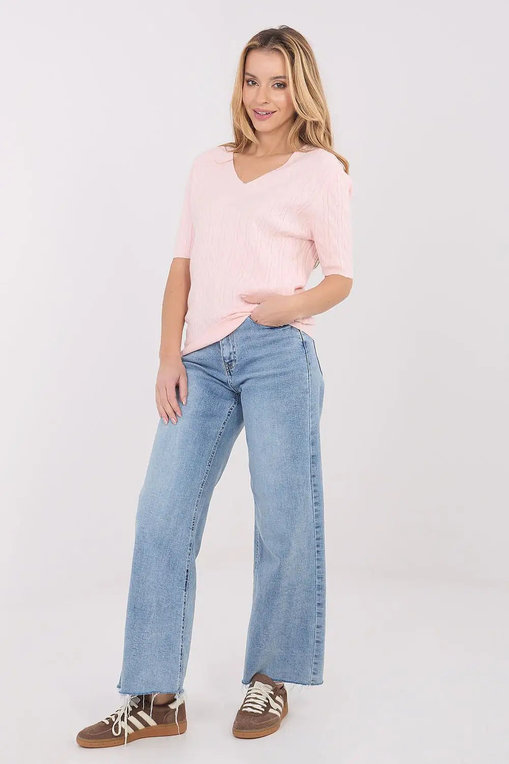 Maglione da donna in viscosa elasticizzata con a V - 222834