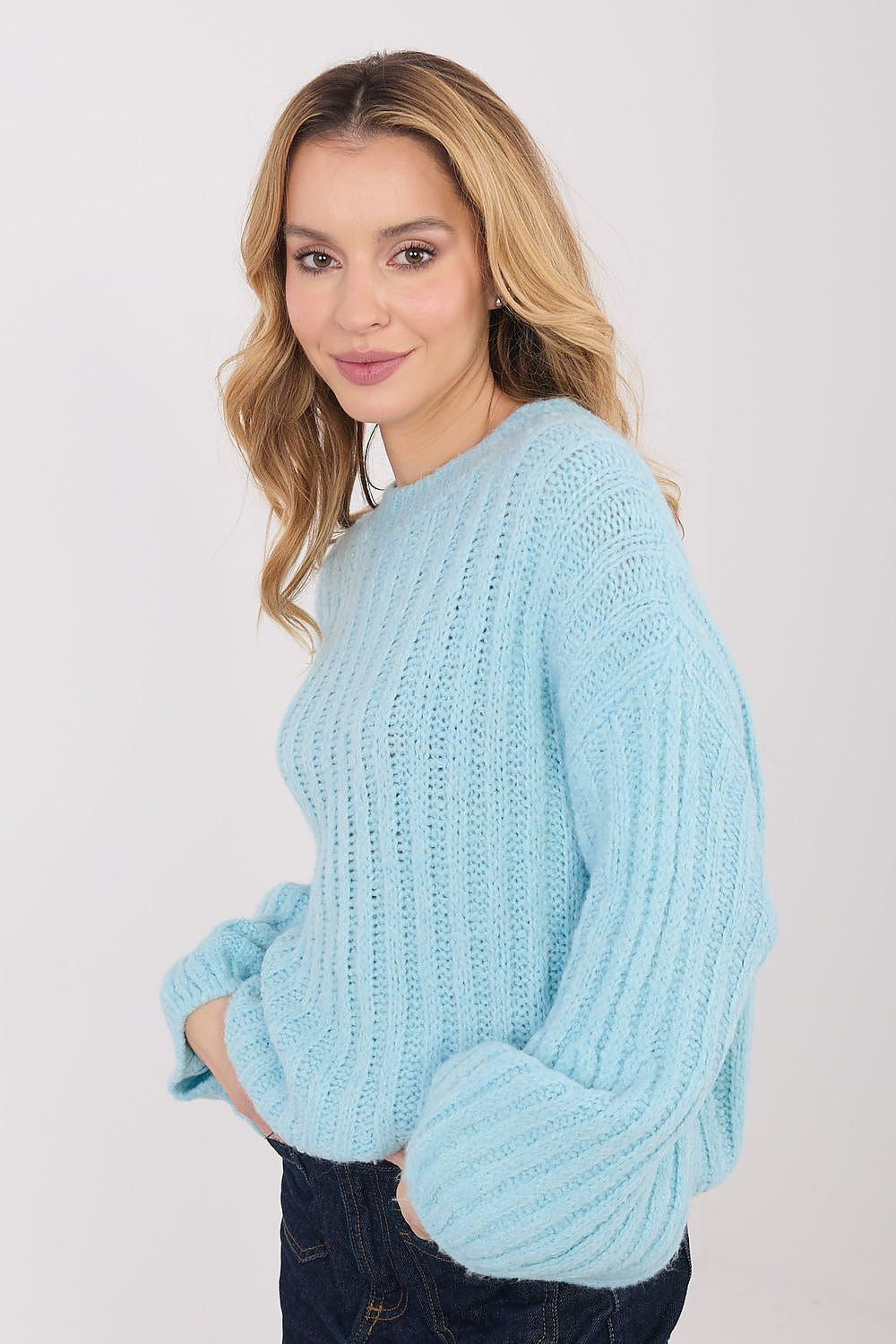 Azzurro / Universale Maglione da donna caldo con lana