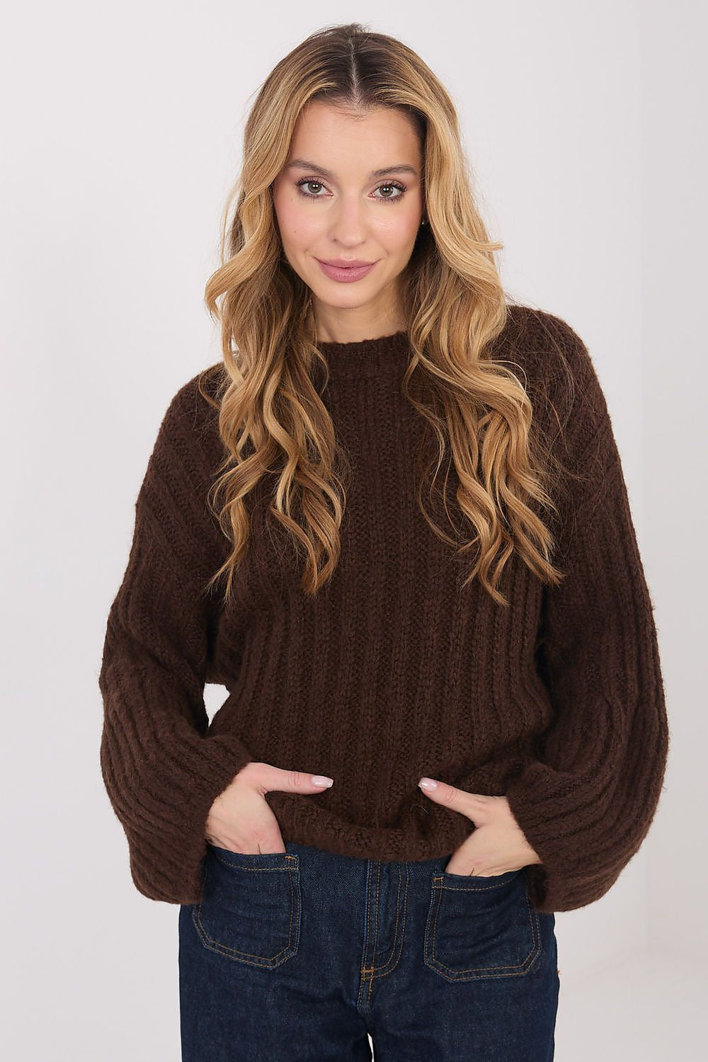 Marrone / Universale Maglione da donna caldo con lana