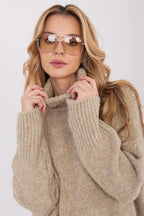 Maglione donna con collo alto in maglia grossa - 223092