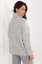 Maglione donna con collo alto in maglia grossa - 223092