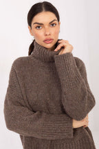 Maglione donna con collo alto in maglia grossa - 223092