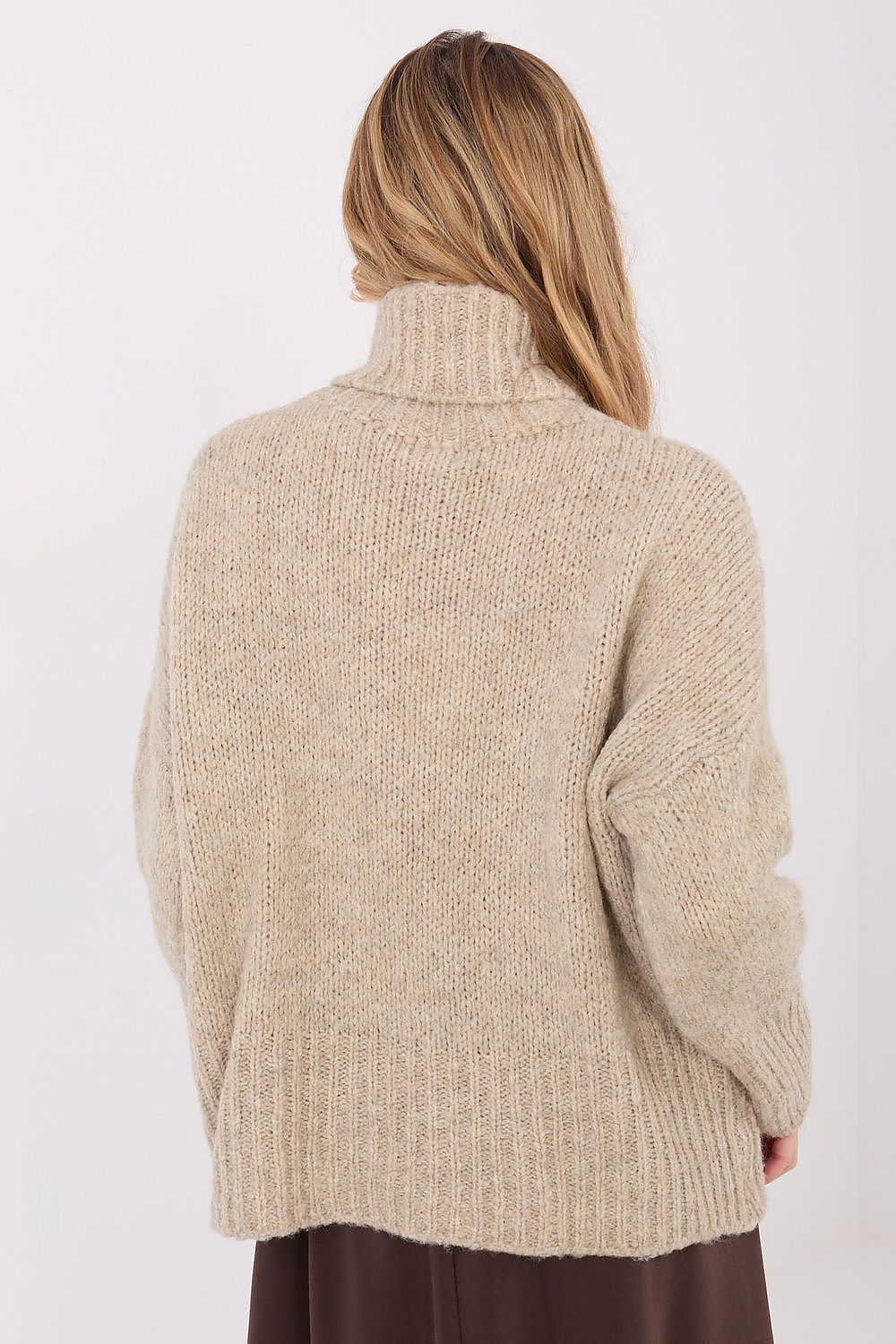 Maglione donna con collo alto in maglia grossa - 223092