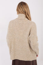 Maglione donna con collo alto in maglia grossa - 223092