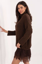 Maglione donna con collo alto in maglia grossa - 223092