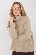 Maglione donna con collo alto in maglia grossa - 223092