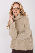 Maglione donna con collo alto in maglia grossa - 223092