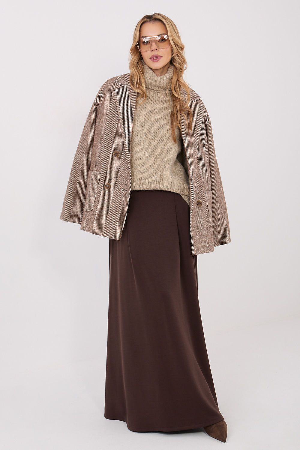 Maglione donna con collo alto in maglia grossa - 223092