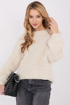 Beige / Universale Maglione donna in maglia a nido d’ape