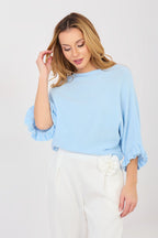 Azzurro / Universale Maglione donna manica a 3/4 - HELENA