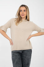 Beige / Universale Maglione da donna maniche 3/4 - 223743