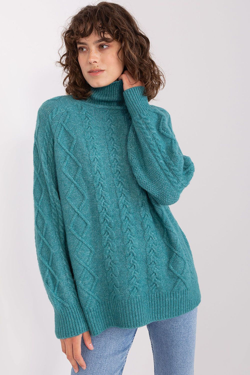 Azzurro / Universale Maglione da donna morbido con motivo