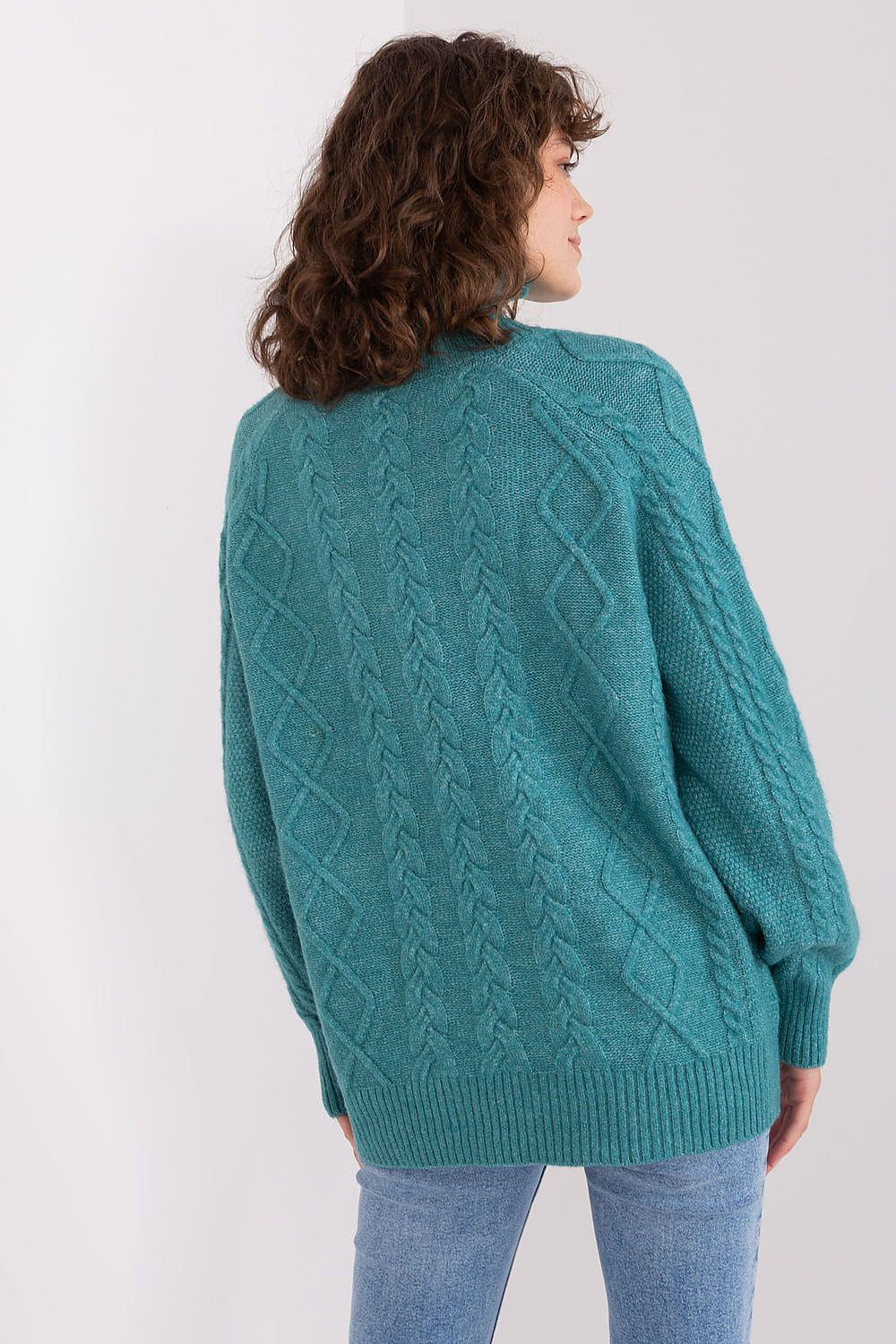 Maglione da donna morbido con motivo plaid trecce - 187742