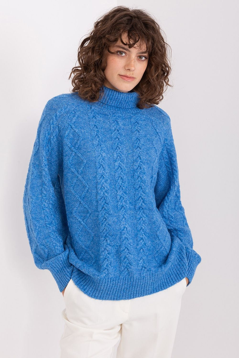 azzurro 2 / Universale Maglione da donna morbido con motivo