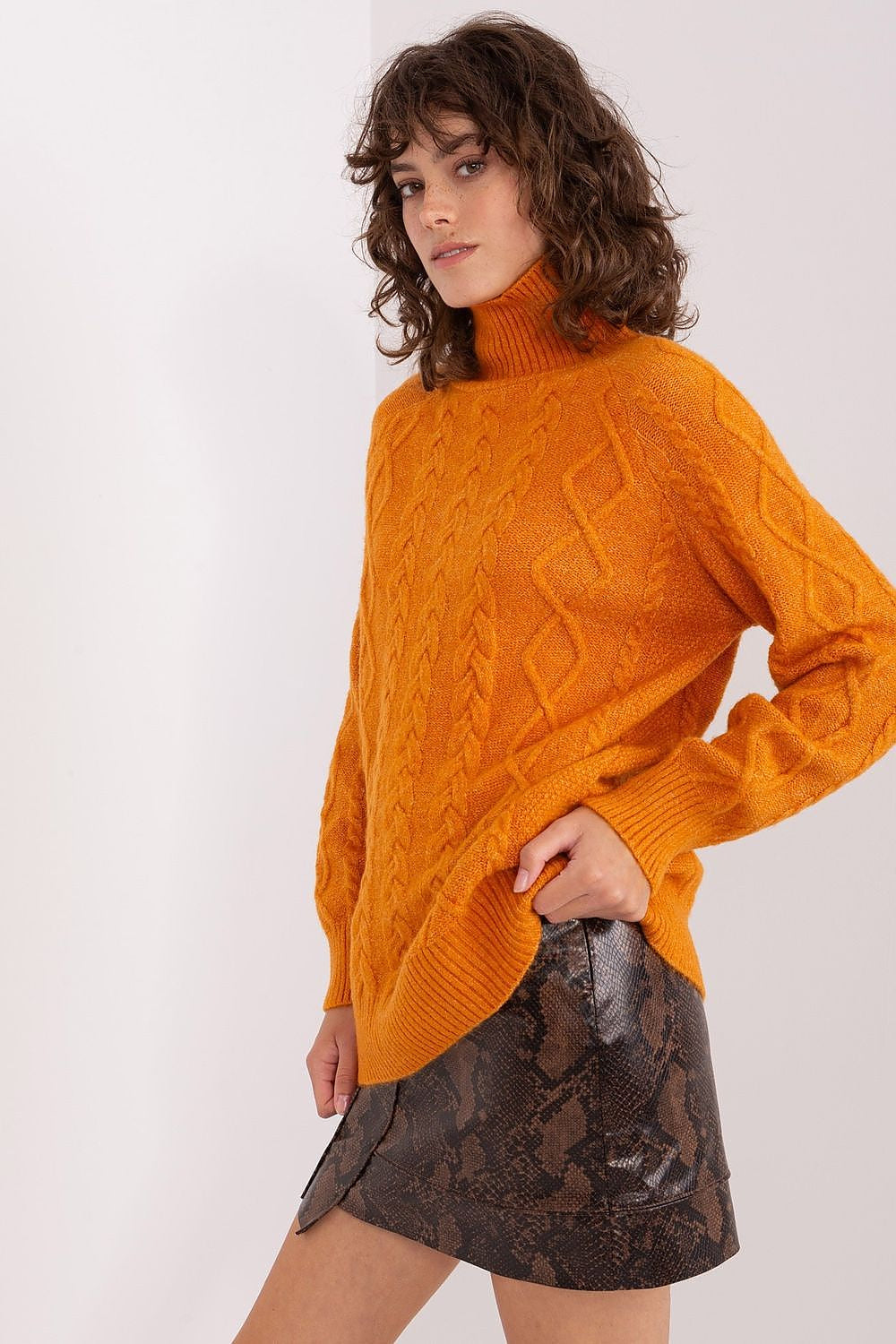 Maglione da donna morbido con motivo plaid trecce - 187742