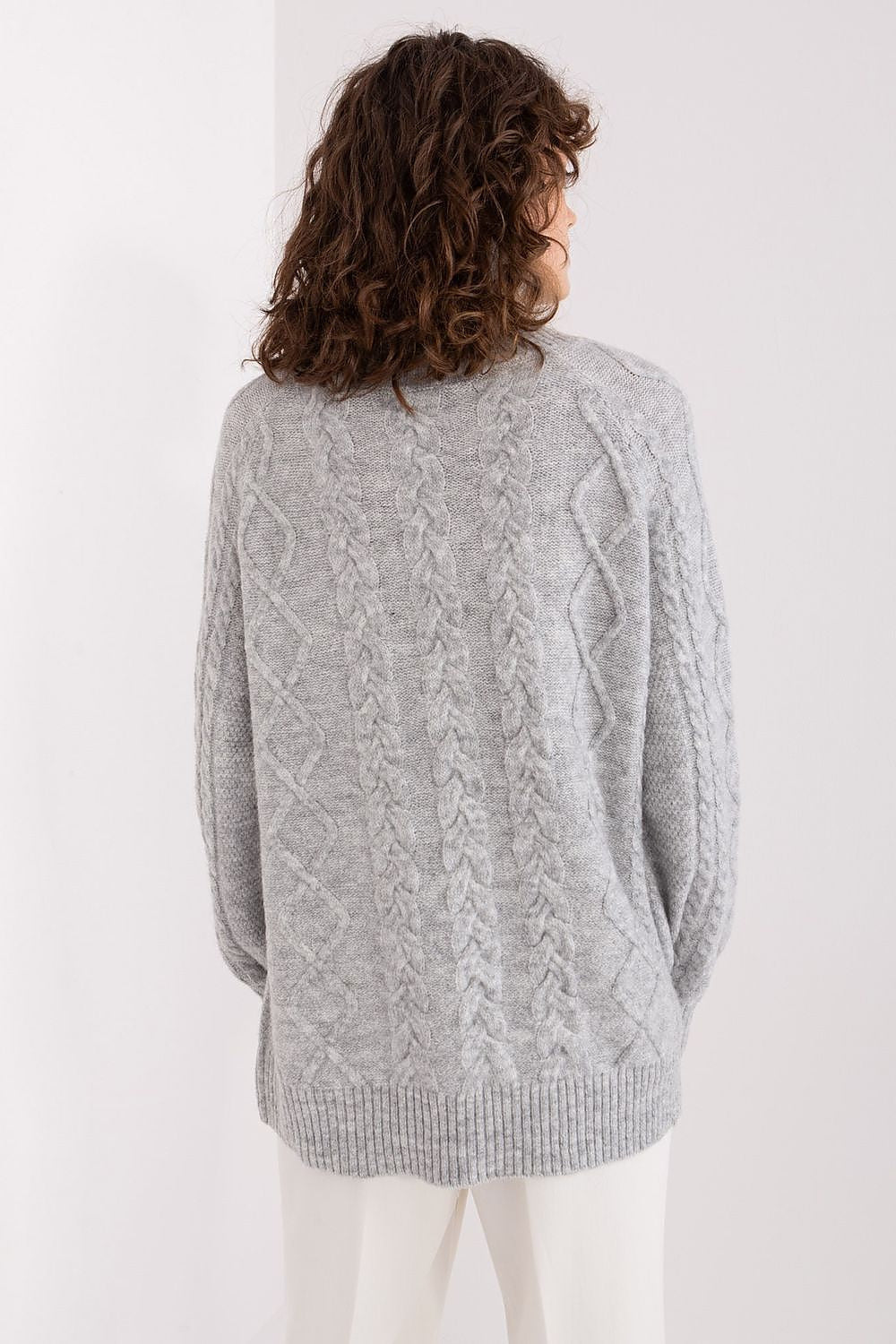 Maglione da donna morbido con motivo plaid trecce - 187742