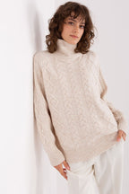 Beige 2 / Universale Maglione da donna morbido con motivo